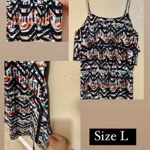 Long dress with multiple colors.